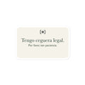 Maqueta del proveedor de una pegatina SIGNAL crema, con la marca de pausa redondeada y el texto «Tengo ceguera legal. Por favor, ten paciencia» en verde.