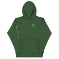 Supplier front mockup of the Forest Green SIGNAL Autism Hoodie, with a small cream chest mark, SIGNAL lettering and “I am autistic.”